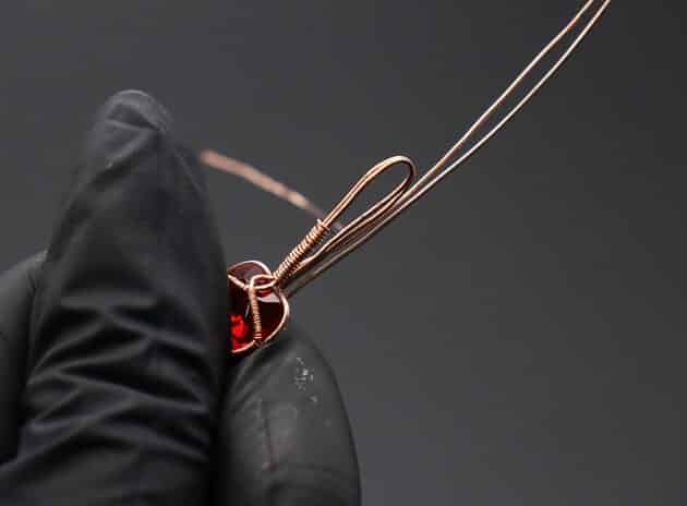 Wire-Wrapping Copper Rose With Heart Shaped Ruby Pendant Tutorial 33