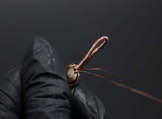 Wire-Wrapping Copper Rose With Heart Shaped Ruby Pendant Tutorial 35