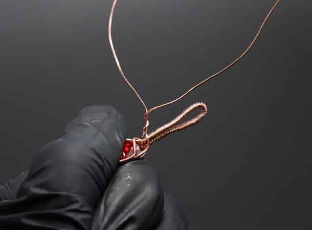 Wire-Wrapping Copper Rose With Heart Shaped Ruby Pendant Tutorial 37