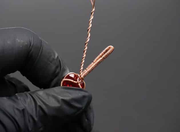 Wire-Wrapping Copper Rose With Heart Shaped Ruby Pendant Tutorial 39