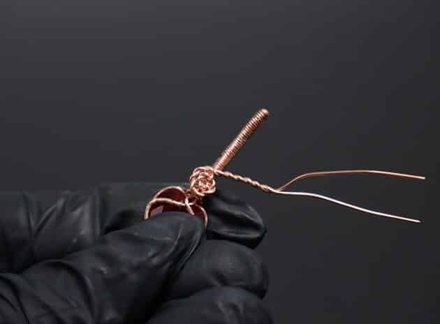 Wire-Wrapping Copper Rose With Heart Shaped Ruby Pendant Tutorial 40