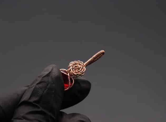 Wire-Wrapping Copper Rose With Heart Shaped Ruby Pendant Tutorial 45