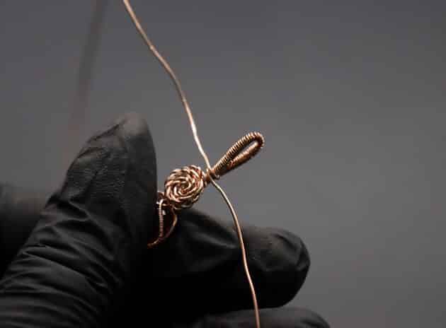 Wire-Wrapping Copper Rose With Heart Shaped Ruby Pendant Tutorial 48