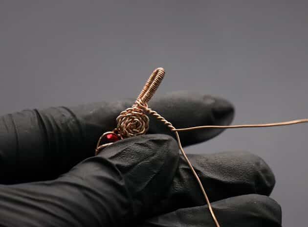 Wire-Wrapping Copper Rose With Heart Shaped Ruby Pendant Tutorial 51