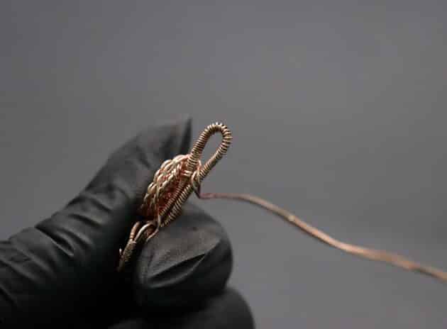 Wire-Wrapping Copper Rose With Heart Shaped Ruby Pendant Tutorial 59