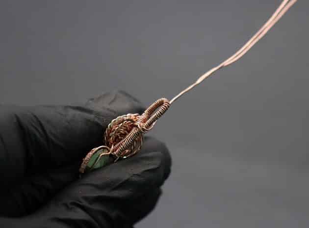 Wire-Wrapping Copper Rose With Heart Shaped Ruby Pendant Tutorial 60