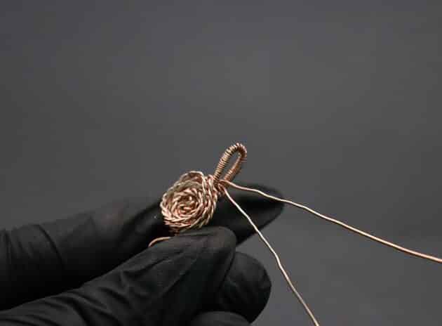 Wire-Wrapping Copper Rose With Heart Shaped Ruby Pendant Tutorial 62