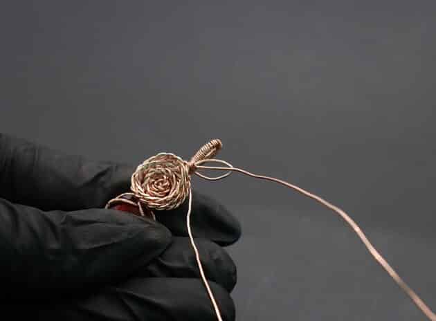 Wire-Wrapping Copper Rose With Heart Shaped Ruby Pendant Tutorial 63