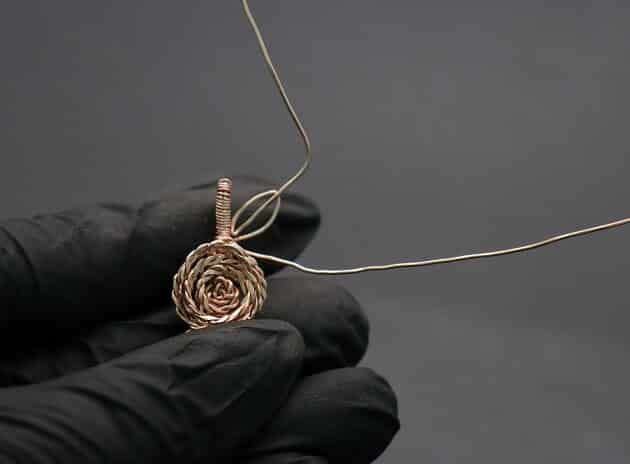 Wire-Wrapping Copper Rose With Heart Shaped Ruby Pendant Tutorial 64