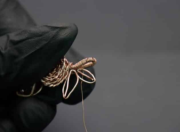 Wire-Wrapping Copper Rose With Heart Shaped Ruby Pendant Tutorial 70