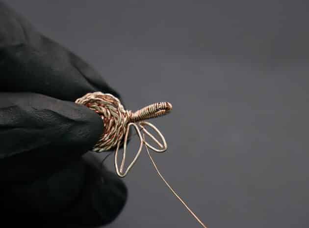 Wire-Wrapping Copper Rose With Heart Shaped Ruby Pendant Tutorial 71