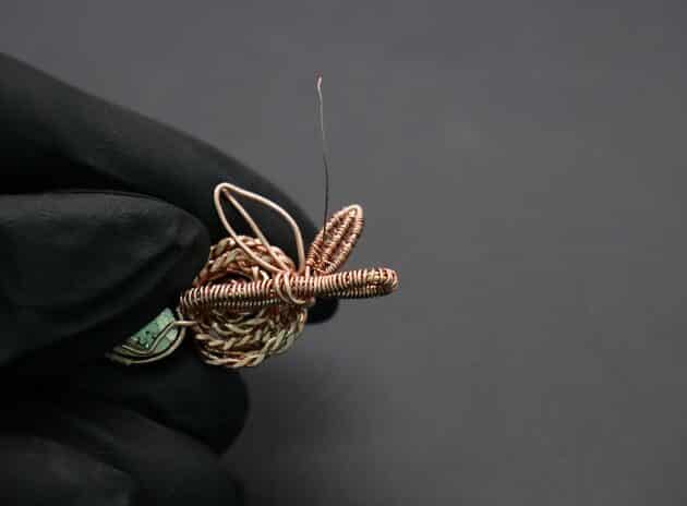 Wire-Wrapping Copper Rose With Heart Shaped Ruby Pendant Tutorial 77