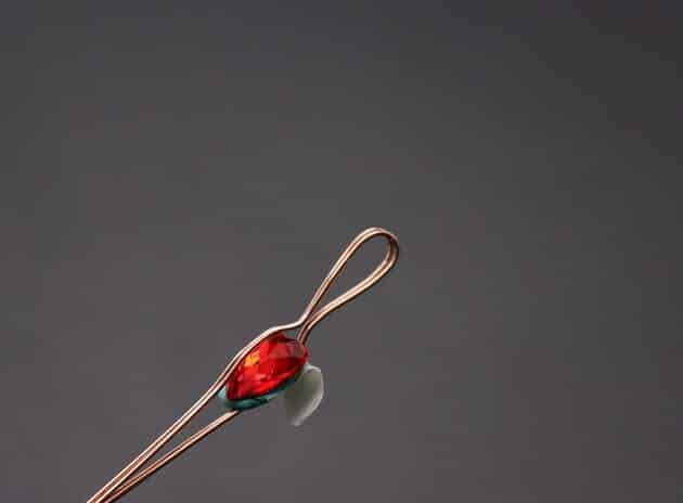 Wire-Wrapping Copper Rose With Heart Shaped Ruby Pendant Tutorial 9
