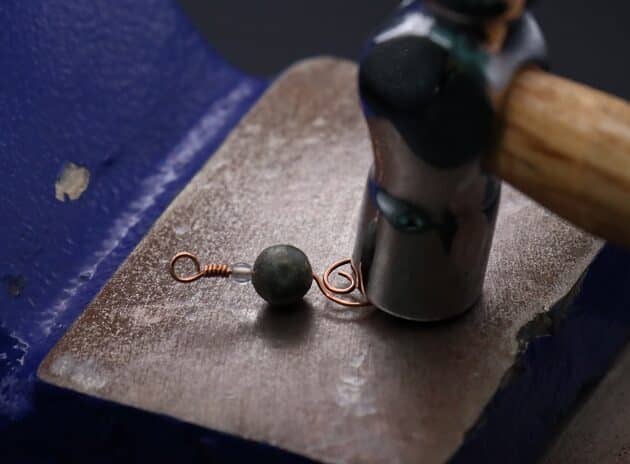 Wire-Wrapping Simple Copper Swirl Dangle Bead Earrings Tutorial 19