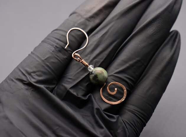 Wire-Wrapping Simple Copper Swirl Dangle Bead Earrings Tutorial 34