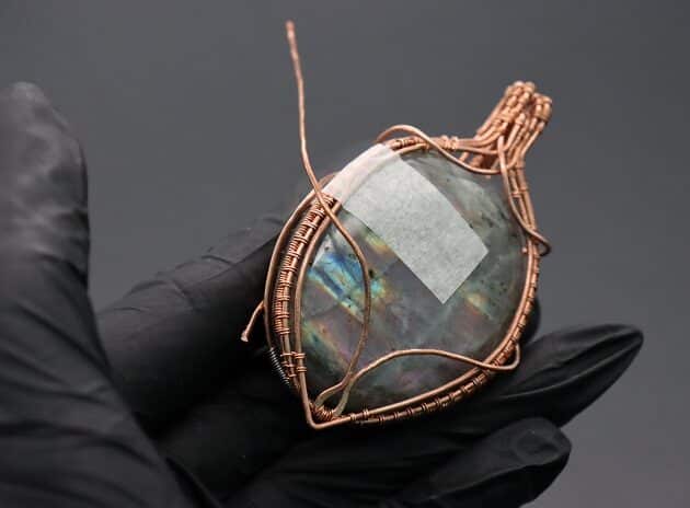 Wire-Wrapping Dreamy Oval Labradorite Copper Pendant Tutorial 100