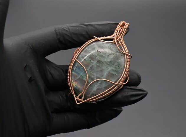 Wire-Wrapping Dreamy Oval Labradorite Copper Pendant Tutorial 103