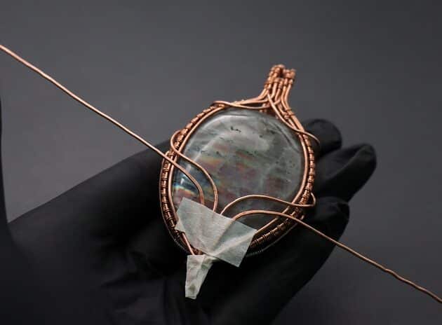 Wire-Wrapping Dreamy Oval Labradorite Copper Pendant Tutorial 111