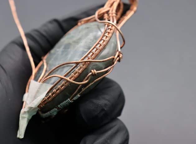 Wire-Wrapping Dreamy Oval Labradorite Copper Pendant Tutorial 117