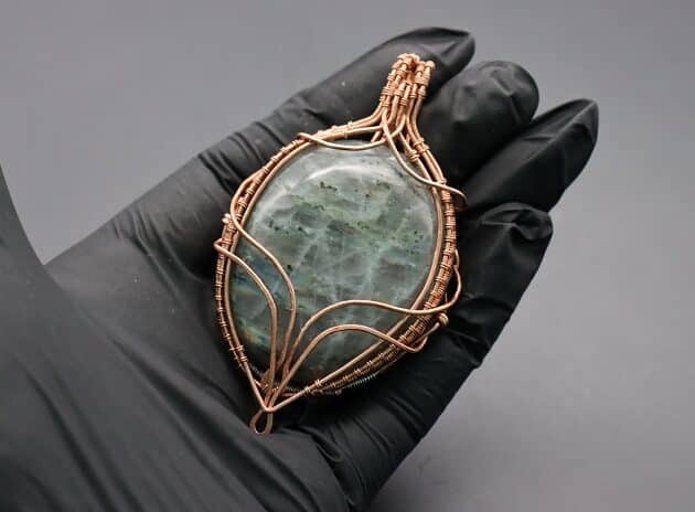 Wire-Wrapping Dreamy Oval Labradorite Copper Pendant Tutorial 120