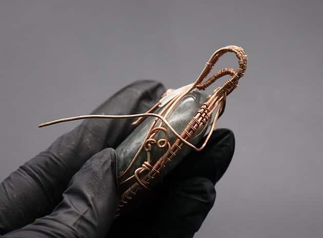 Wire-Wrapping Dreamy Oval Labradorite Copper Pendant Tutorial 124