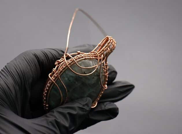 Wire-Wrapping Dreamy Oval Labradorite Copper Pendant Tutorial 130