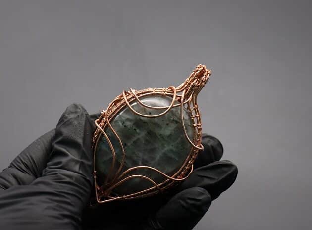 Wire-Wrapping Dreamy Oval Labradorite Copper Pendant Tutorial 134