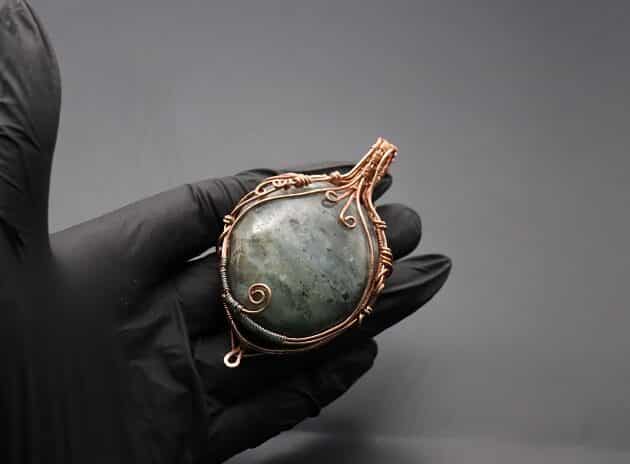 Wire-Wrapping Dreamy Oval Labradorite Copper Pendant Tutorial 147
