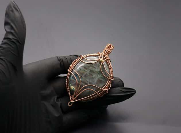 Wire-Wrapping Dreamy Oval Labradorite Copper Pendant Tutorial 148