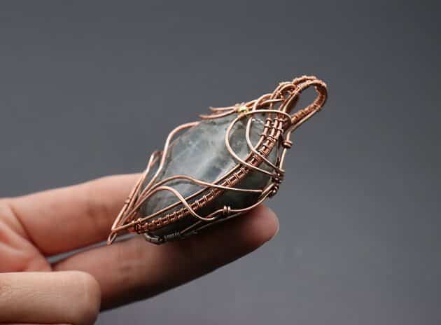 Wire-Wrapping Dreamy Oval Labradorite Copper Pendant Tutorial 151