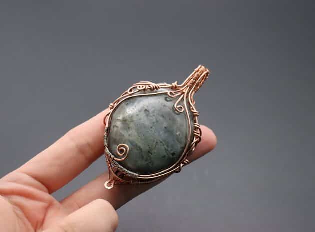 Wire-Wrapping Dreamy Oval Labradorite Copper Pendant Tutorial 153