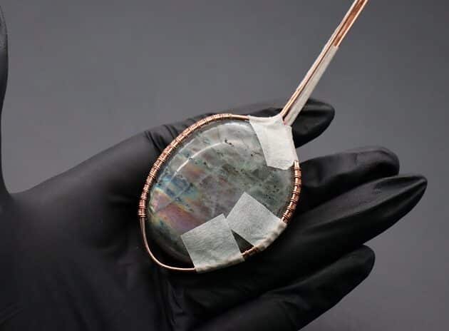 Wire-Wrapping Dreamy Oval Labradorite Copper Pendant Tutorial 20