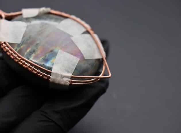 Wire-Wrapping Dreamy Oval Labradorite Copper Pendant Tutorial 34