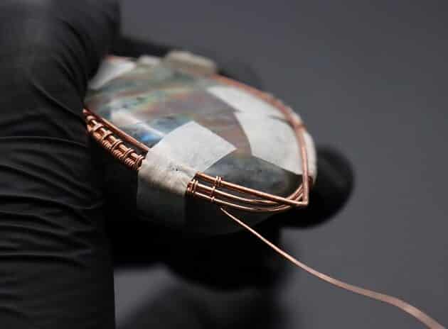 Wire-Wrapping Dreamy Oval Labradorite Copper Pendant Tutorial 36