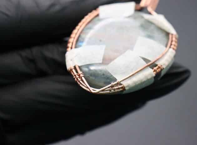 Wire-Wrapping Dreamy Oval Labradorite Copper Pendant Tutorial 39