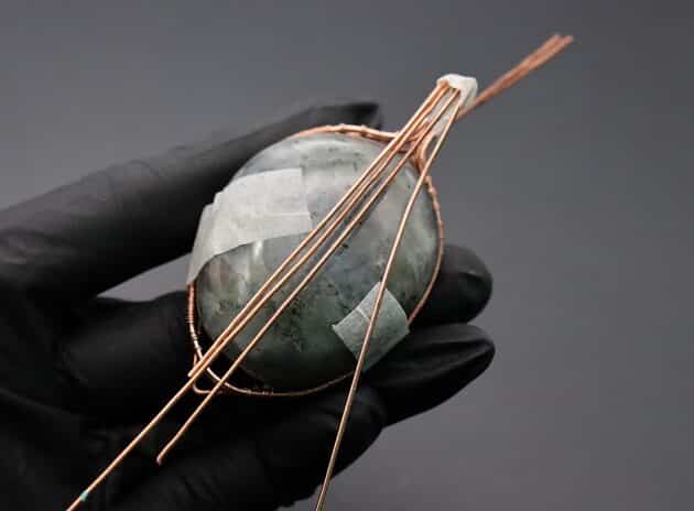 Wire-Wrapping Dreamy Oval Labradorite Copper Pendant Tutorial 43