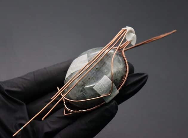 Wire-Wrapping Dreamy Oval Labradorite Copper Pendant Tutorial 44