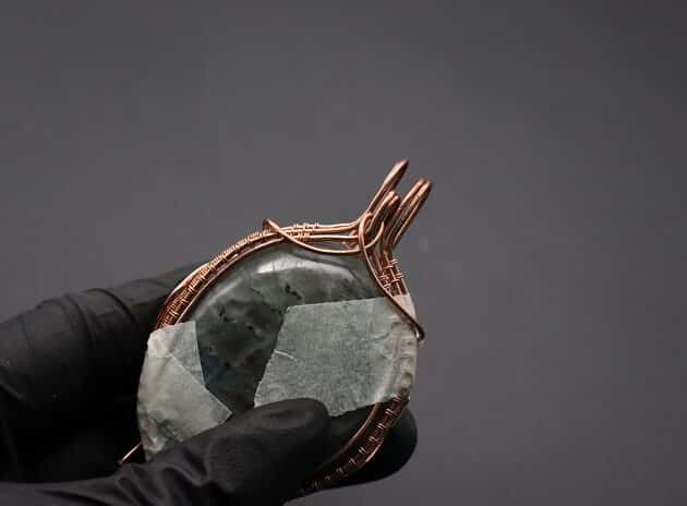 Wire-Wrapping Dreamy Oval Labradorite Copper Pendant Tutorial 66