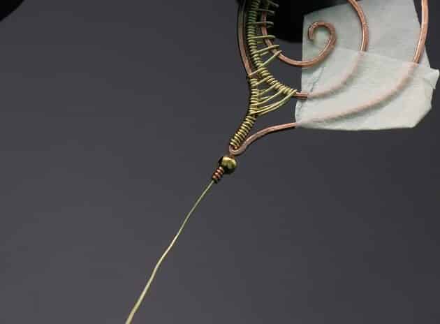 Wire-Wrapping Gold Woven Hammered Wire Cat Pendant Tutorial 49