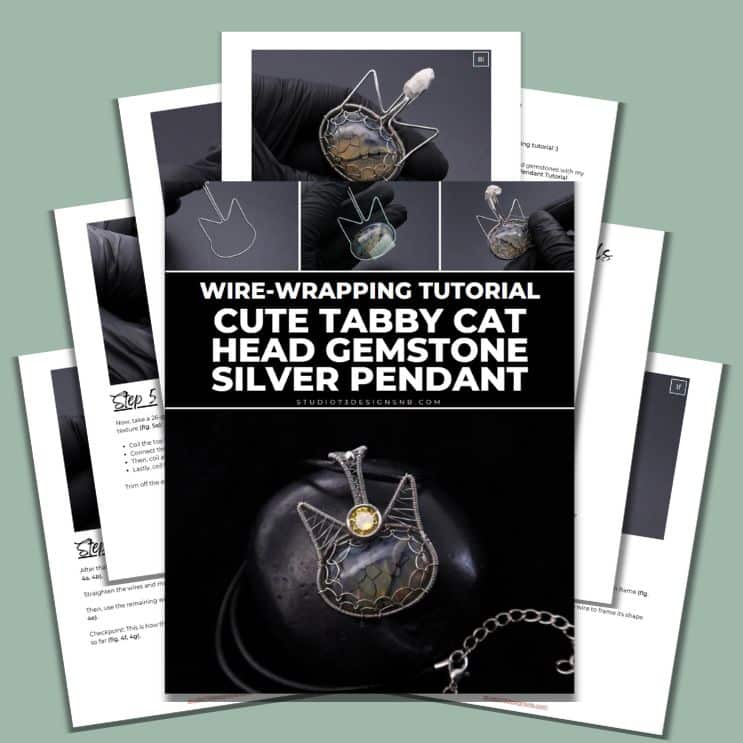 Cute Tabby Cat Head Gemstone Silver Pendant Tutorial-Cover