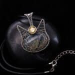 Wire-Wrapping Cute Tabby Cat Head Gemstone Silver Pendant Tutorial 0