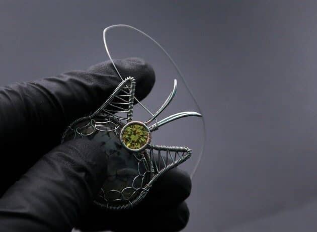 Wire-Wrapping Cute Tabby Cat Head Gemstone Silver Pendant Tutorial 102