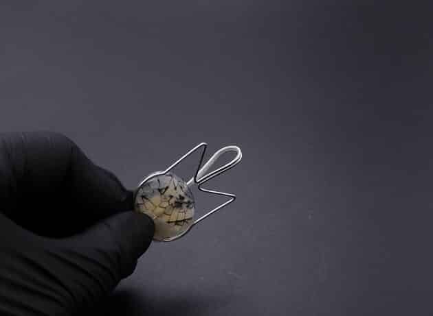Wire-Wrapping Cute Tabby Cat Head Gemstone Silver Pendant Tutorial 11