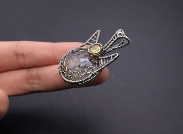 Wire-Wrapping Cute Tabby Cat Head Gemstone Silver Pendant Tutorial 114