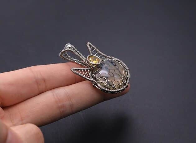 Wire-Wrapping Cute Tabby Cat Head Gemstone Silver Pendant Tutorial 115