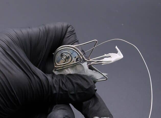 Wire-Wrapping Cute Tabby Cat Head Gemstone Silver Pendant Tutorial 38