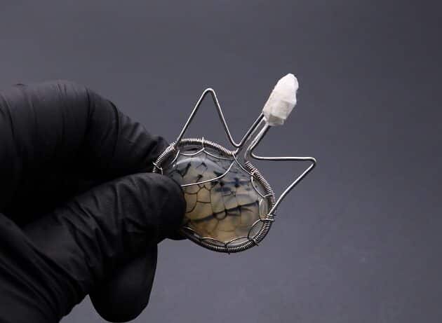 Wire-Wrapping Cute Tabby Cat Head Gemstone Silver Pendant Tutorial 59