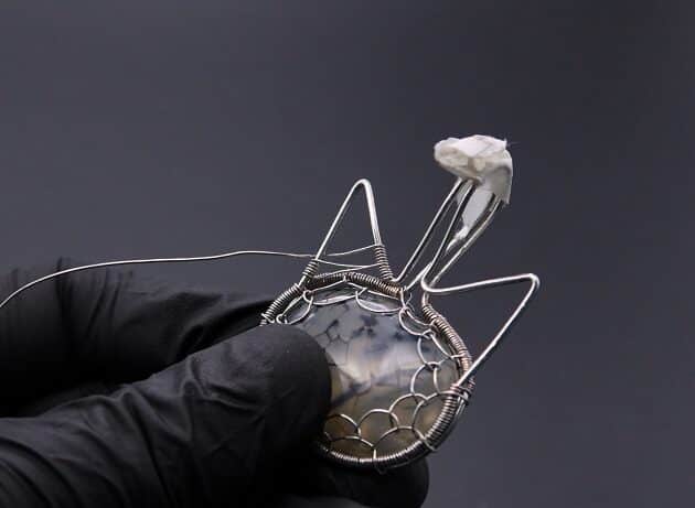 Wire-Wrapping Cute Tabby Cat Head Gemstone Silver Pendant Tutorial 69