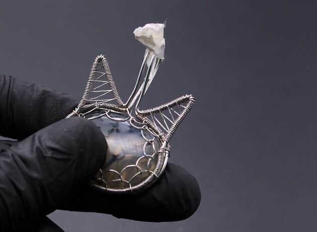Wire-Wrapping Cute Tabby Cat Head Gemstone Silver Pendant Tutorial 72