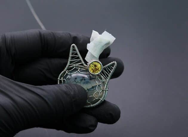 Wire-Wrapping Cute Tabby Cat Head Gemstone Silver Pendant Tutorial 91